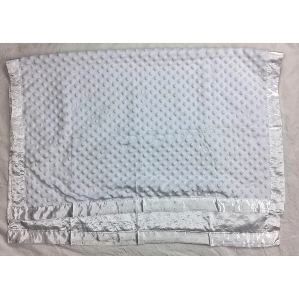 Pro Goleem Solid White Raised Minky Dot Baby Blanket Satin Trim Backside Unisex‎